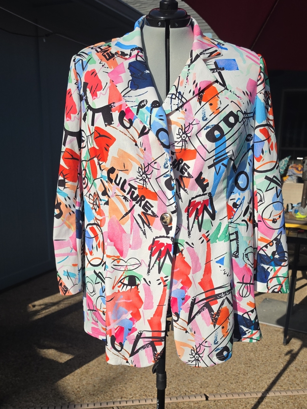 SHEIN Multicolor Abstract Printed Blazer Jacket